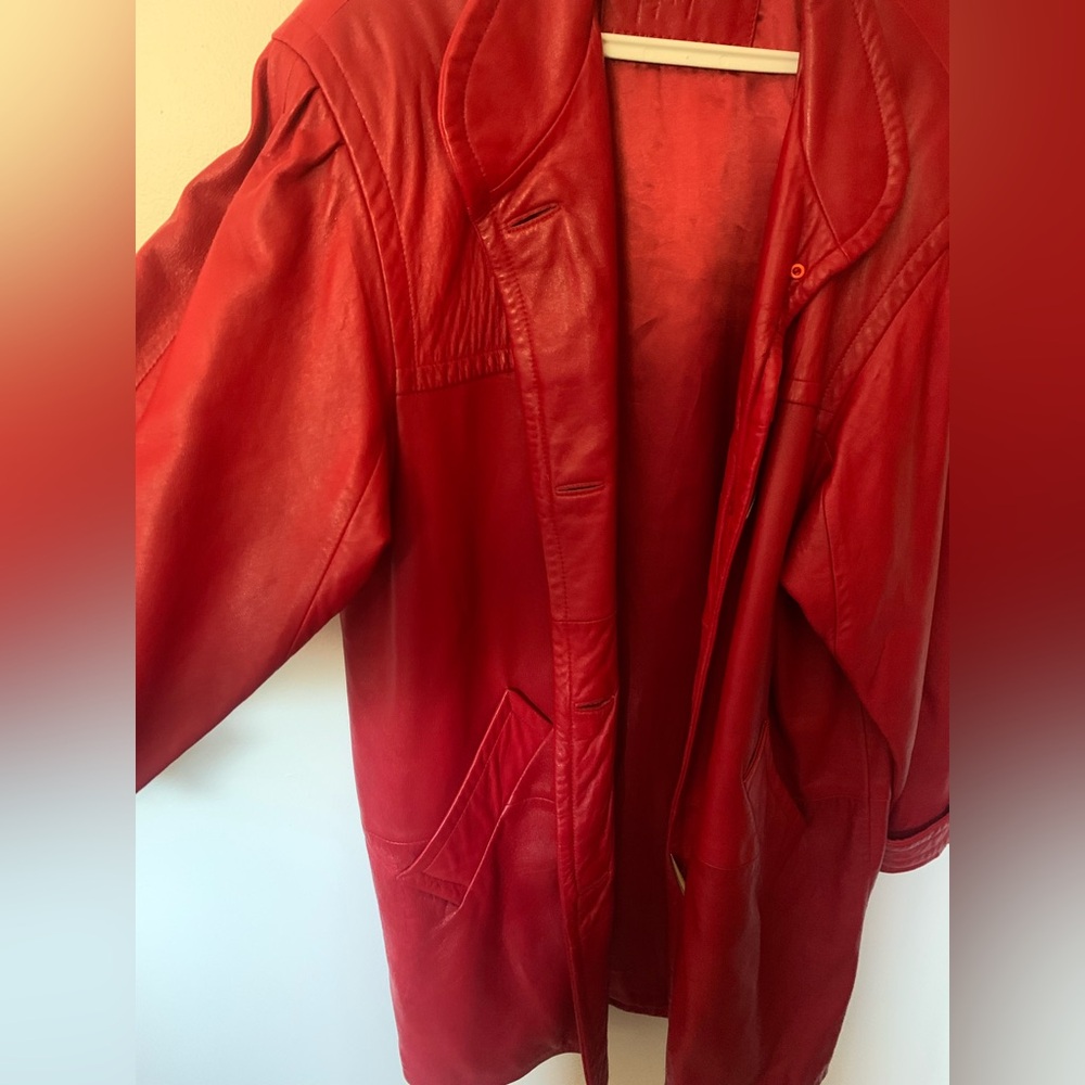 Women's Red Leather Jacket